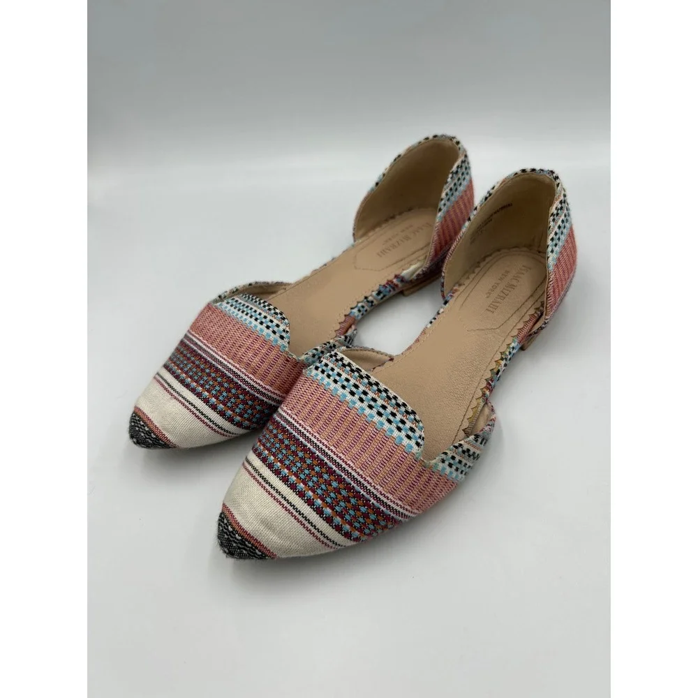 Isaac Mizrahi New York Womens 7.5 Multicolor‎ Woven Pointed Toe D'Orsay Flats